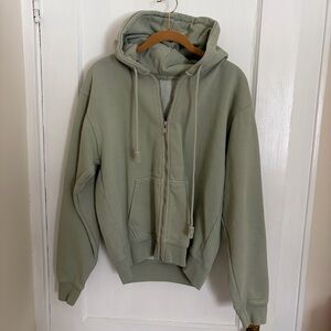 Brandy Melville Green Zip-Up Hoodie